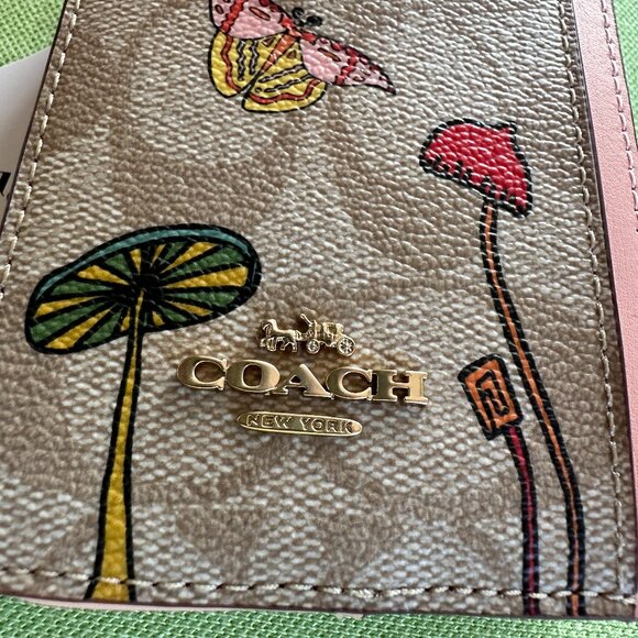 COACH X OBSERVED BY US ZIP CARD CASE:NWT LIGHT PINK/LIGHT KHAKI CU403 - Picture 3 of 12